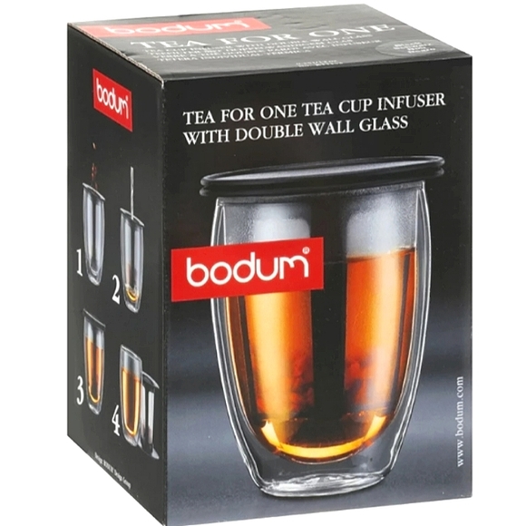 NIB BODUM~TEA FOR ONE~Tea Cup Infuser with Double Wall Glass~ - Picture 1 of 8